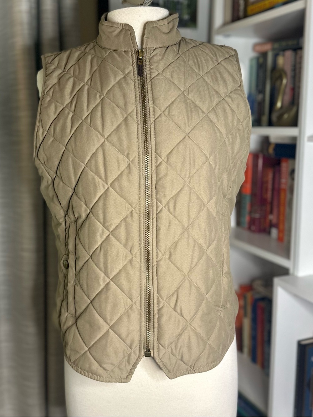 Ralph Lauren Green Label Quilted Sleeveless Vest in Taupe